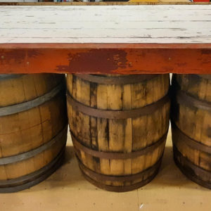 Barn Door Whiskey Barrel Table