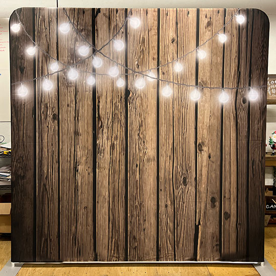 Barn Wood with Round Hanging Lights