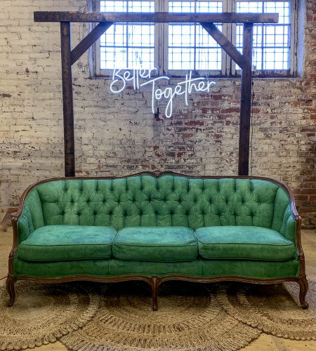 Vintage Couch, Rugs, Better Together Sign Package Vintage Couch, Arch, Neon SIgn Package
